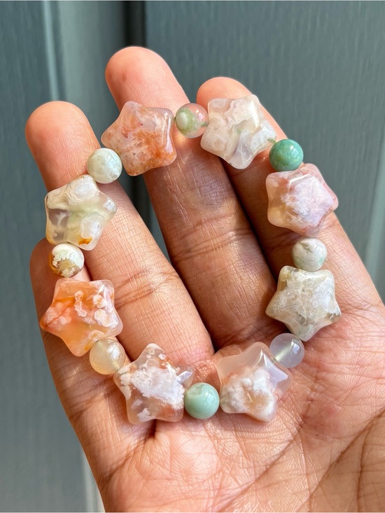 Jewelry - Flower Agate Star Crystal Bracelet 18mm